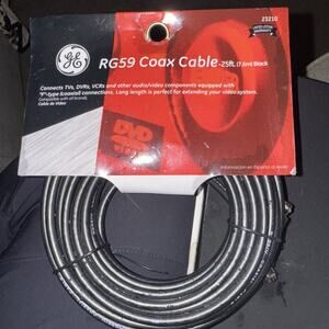 General Electric 25ft Plug RG59/U Coax Cable F-type Connections NEW